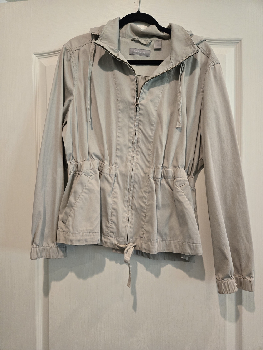 Liz Claiborne Light Light Taupe Drawstring Hooded Utility Jacket